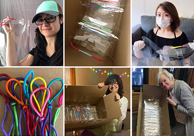 Assembling face shields for Boston Medical Center